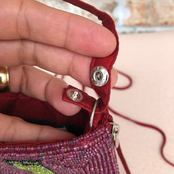 Bamboo Trading Company Red Wine Lovers Club Bag Beaded Phone Crossbody, Merlot - Picture 6 of 14